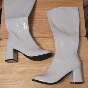 Ellie White Zip Go-Go Heeled Boots 8